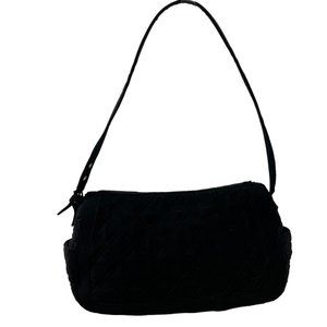 Vera Bradley Womens Solid Black Shoulder Bag Handbag Microfiber Purse Quilted